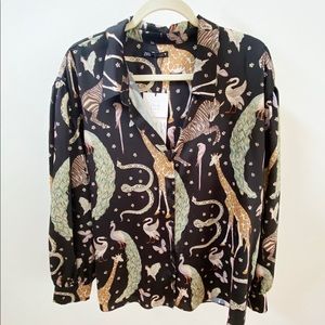 Zara Button Up Top | animal print